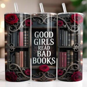 Book Themed 20oz Sublimated Stainless Steel Tumbler with Lid & Straw.